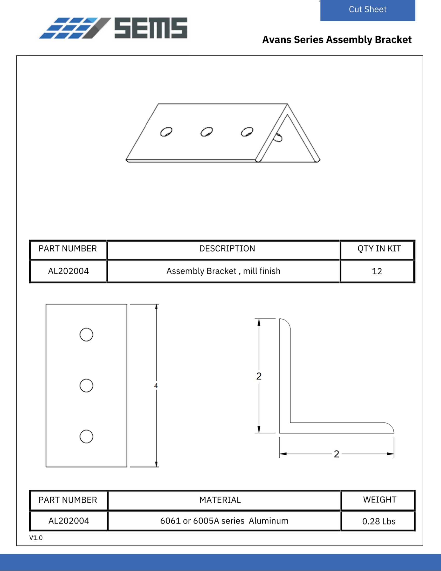 Assembly Bracket cut sheet