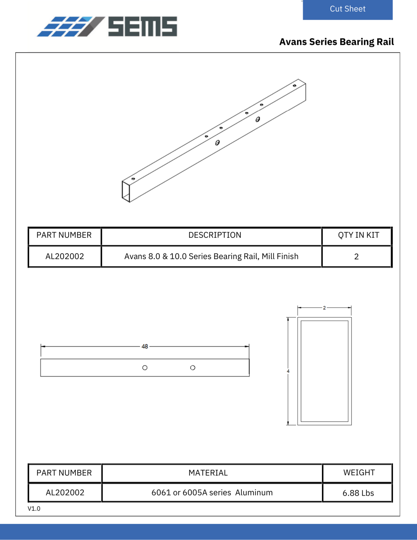 Bearing Rail cut sheet