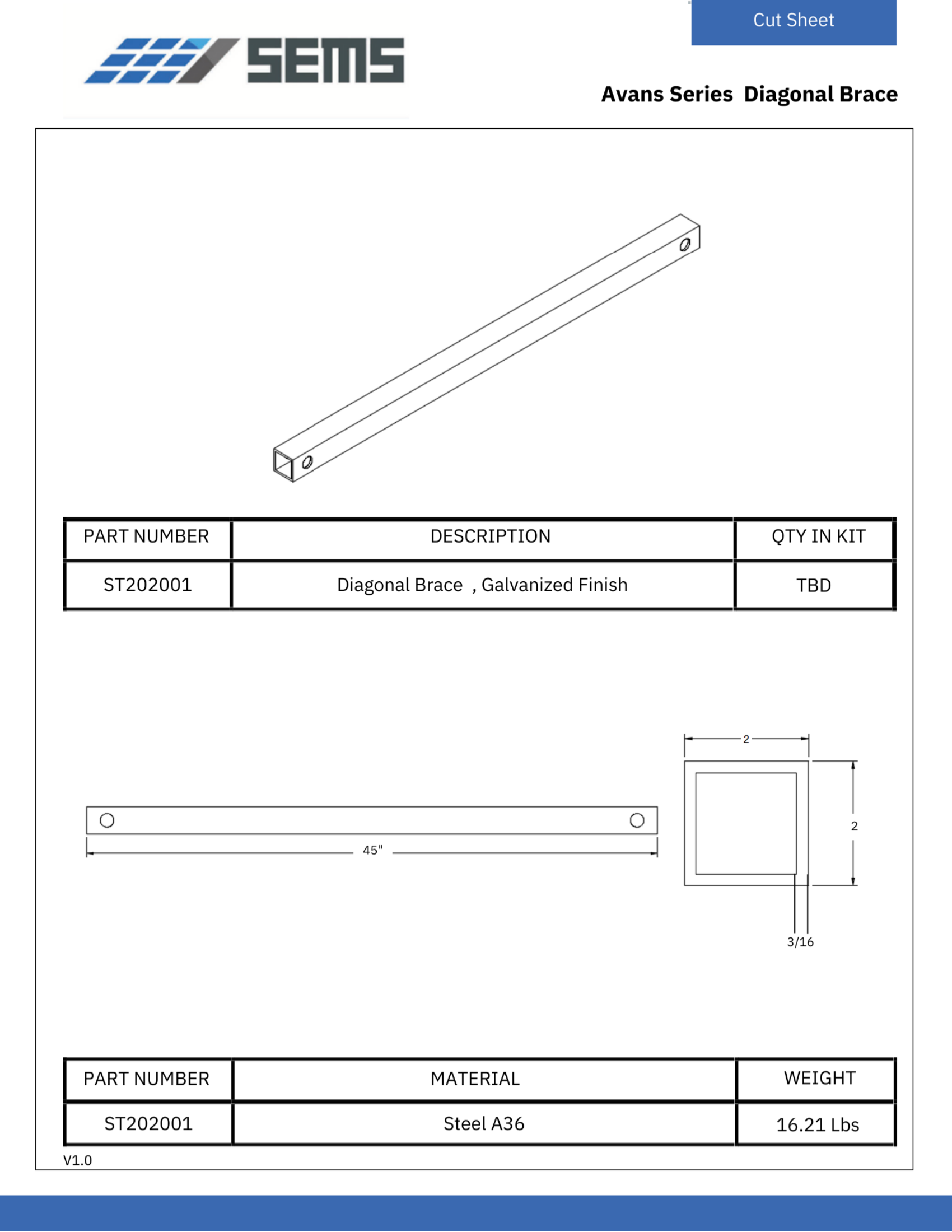 Diagonal Brace cut sheet
